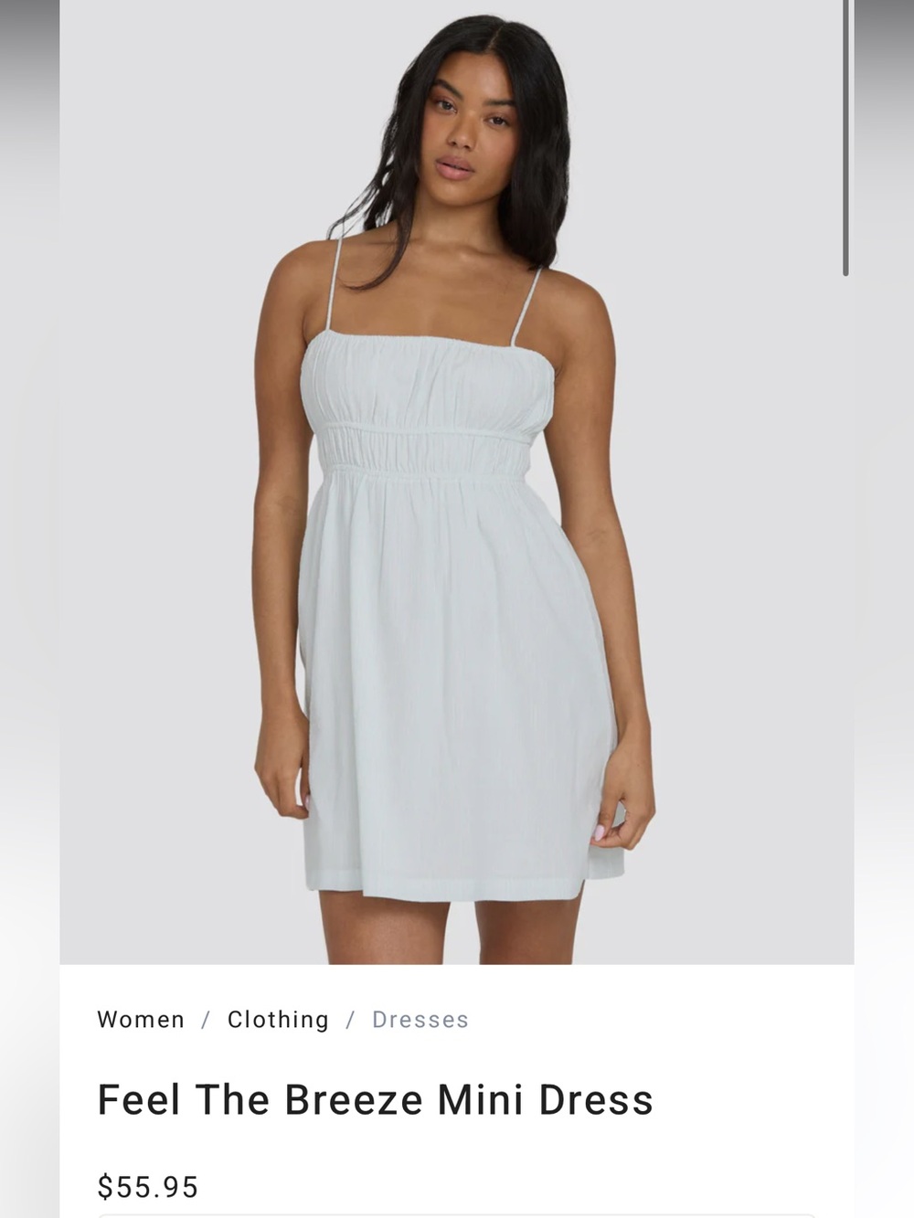 Billabong Feel The Breeze White Summer Dress with Subtle Blue Pinstripes